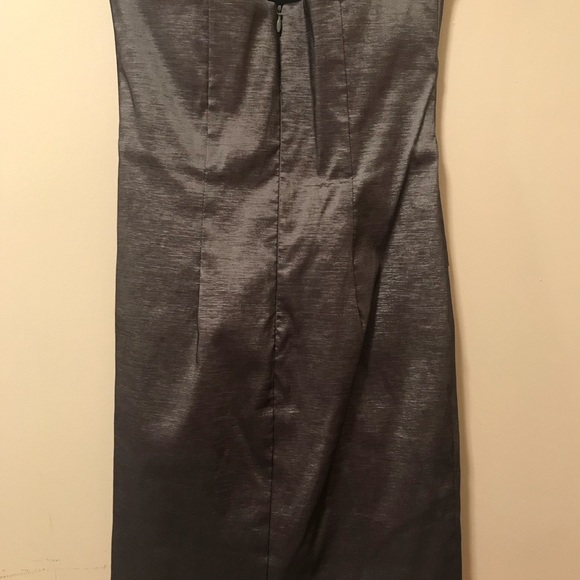 Metallic Grey, Strapless Cocktail Dress - Picture 8 of 8